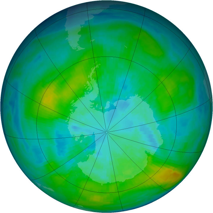 Antarctic ozone map for 28 March 1980